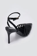 BOTEGGA 22 - Pointed Ankle Strap Pumps Slim Heel - Black Matte