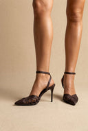 BOTEGGA 22 - Pointed Ankle Strap Pumps Slim Heel - Dark Brown Matte