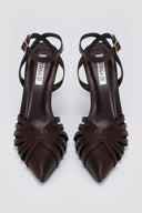 BOTEGGA 22 - Pointed Ankle Strap Pumps Slim Heel - Dark Brown Matte