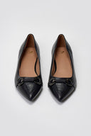 Pointed Ballet Flats with Metal Detail - Black Matte - thefashionproject.gr - Martin Pescatore