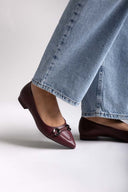Pointed Ballet Flats with Metal Detail - Burgundy Matte - thefashionproject.gr - Martin Pescatore