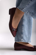 Pointed Ballet Flats with Metal Detail - Burgundy Matte - thefashionproject.gr - Martin Pescatore