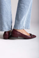 Pointed Ballet Flats with Metal Detail - Burgundy Matte - thefashionproject.gr - Martin Pescatore