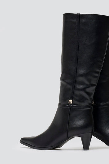 Pointed Boots with Kitten Heel - Black Matte - thefashionproject.gr - Ideal shoes