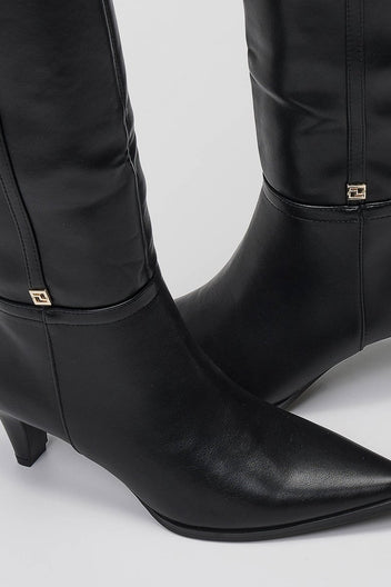 Pointed Boots with Kitten Heel - Black Matte - thefashionproject.gr - Ideal shoes