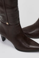 Pointed Boots with Kitten Heel - Dark Brown Matte - thefashionproject.gr - Ideal shoes