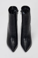 Pointed Croc - Effect Ankle Boots - Black Croc - thefashionproject.gr - Ideal shoes