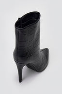 Pointed Croc - Effect Ankle Boots - Black Croc - thefashionproject.gr - Ideal shoes