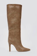 Pointed Croc - Effect Boots with Stiletto Heel - Taupe Croc - thefashionproject.gr - Ideal shoes