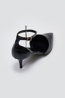 Pointed Cutout Pumps TFP - Black Croc - thefashionproject.gr - TFP