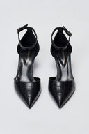 Pointed Cutout Pumps TFP - Black Croc - thefashionproject.gr - TFP