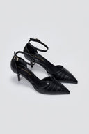 Pointed Cutout Pumps TFP - Black Croc - thefashionproject.gr - TFP