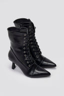 Pointed Lace - Up Ankle Boots - Black Matte - thefashionproject.gr - MARQUIIZ