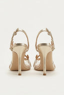 IRIS - Pointed Leaf Strap Sandals Slim Heel - Gold Strass