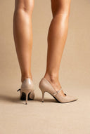 BOTEGGA 22 - Pointed Mary Jane Pumps Slim Heel - Beige Matte
