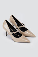 BOTEGGA 22 - Pointed Mary Jane Pumps Slim Heel - Beige Matte