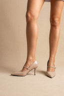 BOTEGGA 22 - Pointed Mary Jane Pumps Slim Heel - Beige Matte