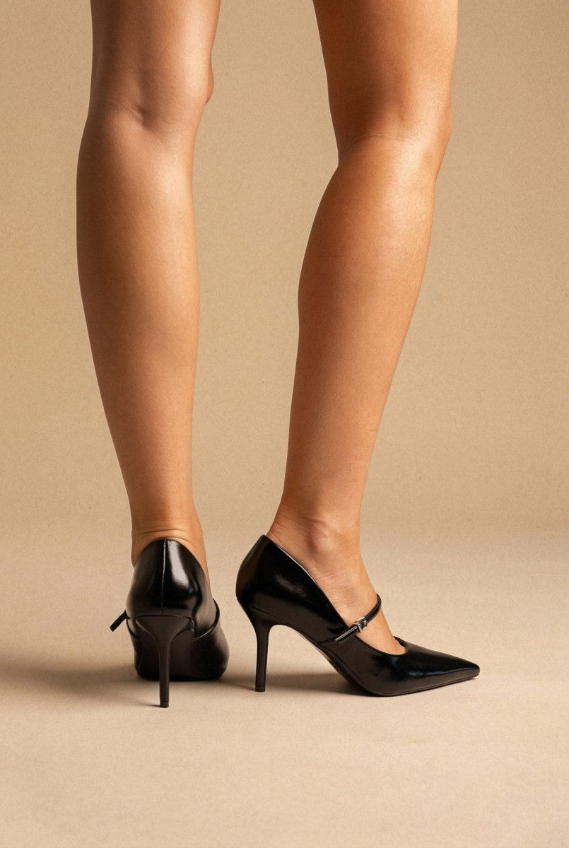 BOTEGGA 22 - Pointed Mary Jane Pumps Slim Heel - Black Matte