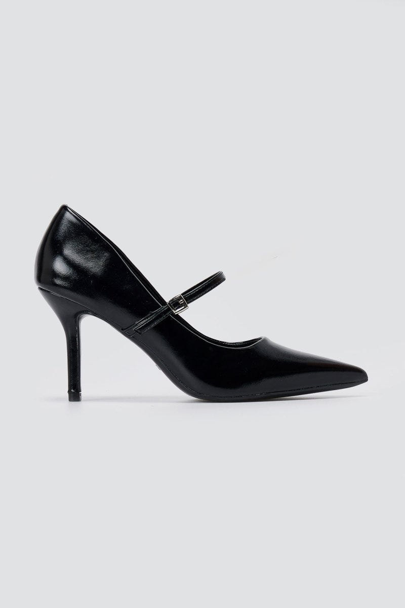 BOTEGGA 22 - Pointed Mary Jane Pumps Slim Heel - Black Matte