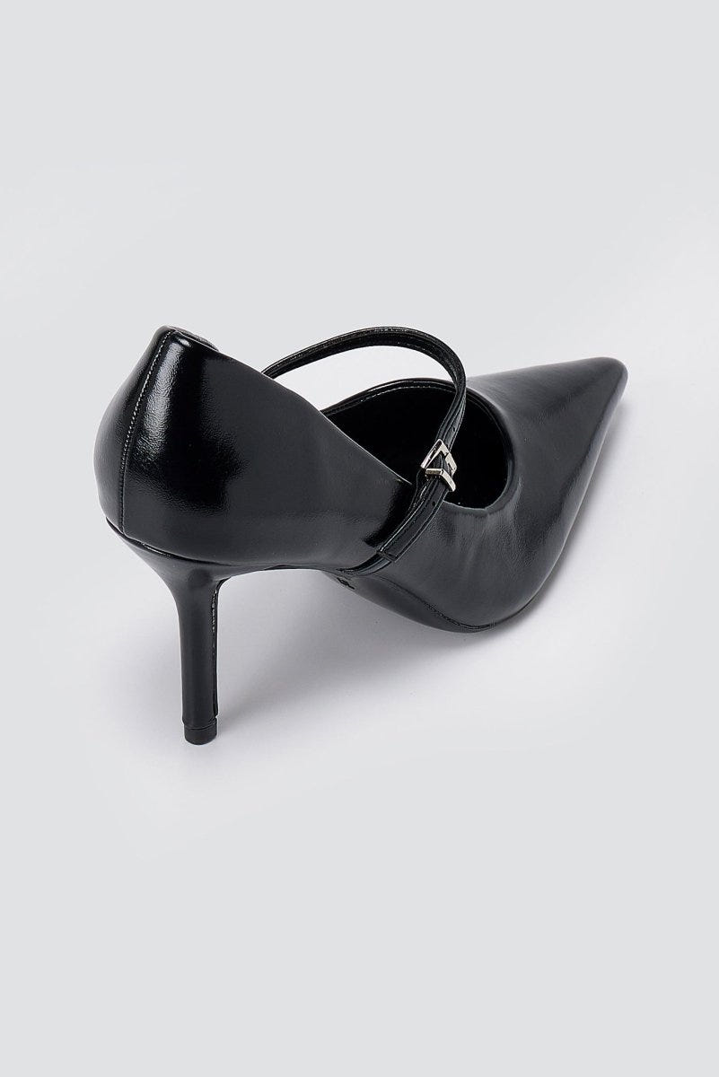 BOTEGGA 22 - Pointed Mary Jane Pumps Slim Heel - Black Matte