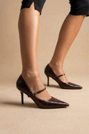 BOTEGGA 22 - Pointed Mary Jane Pumps Slim Heel - Dark Brown Matte