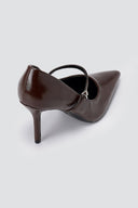 BOTEGGA 22 - Pointed Mary Jane Pumps Slim Heel - Dark Brown Matte