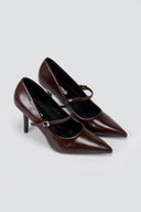 BOTEGGA 22 - Pointed Mary Jane Pumps Slim Heel - Dark Brown Matte