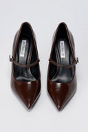 BOTEGGA 22 - Pointed Mary Jane Pumps Slim Heel - Dark Brown Matte