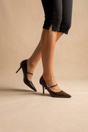 BOTEGGA 22 - Pointed Mary Jane Pumps Slim Heel - Dark Brown Matte