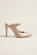 IRIS - Pointed Mules Slim Heel - Gold Metallic
