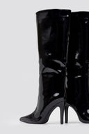 Pointed Patent Boots with Stiletto Heel - Black Patent - thefashionproject.gr - Ideal shoes