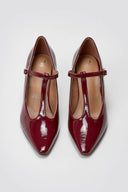 Pointed Patent Mary Janes with Strap - Burgundy Patent - thefashionproject.gr - Martin Pescatore