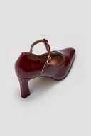 Pointed Patent Mary Janes with Strap - Burgundy Patent - thefashionproject.gr - Martin Pescatore