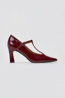 Pointed Patent Mary Janes with Strap - Burgundy Patent - thefashionproject.gr - Martin Pescatore