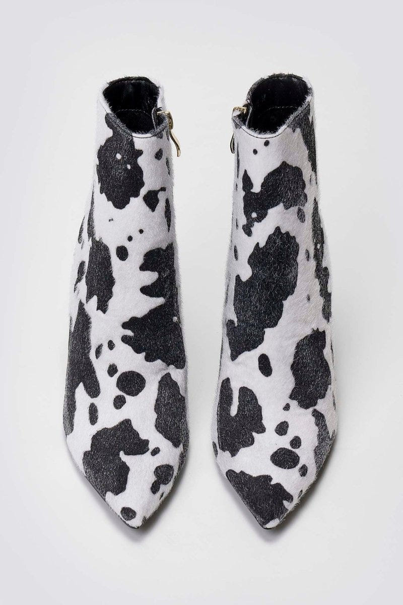 Pointed Ponyskin Ankle Boots Cow Print - Black Cow Pony - thefashionproject.gr - BOTEGGA 22