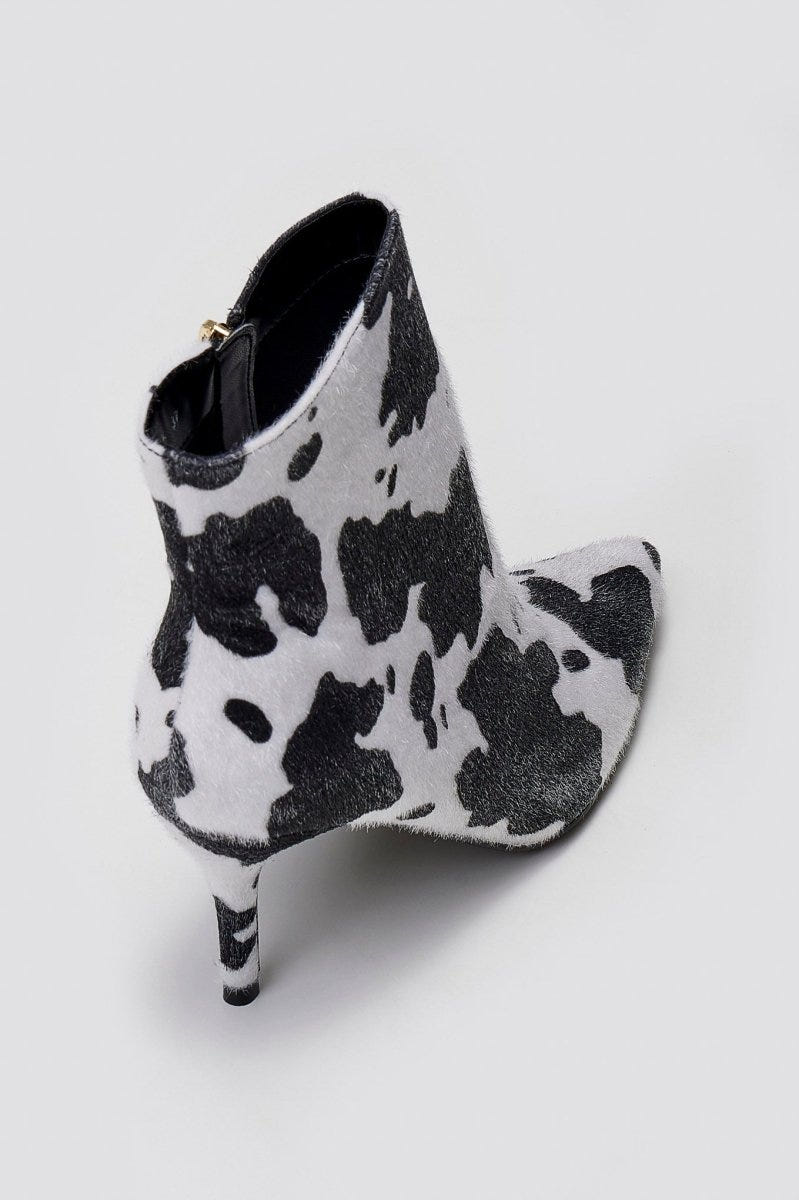 Pointed Ponyskin Ankle Boots Cow Print - Black Cow Pony - thefashionproject.gr - BOTEGGA 22