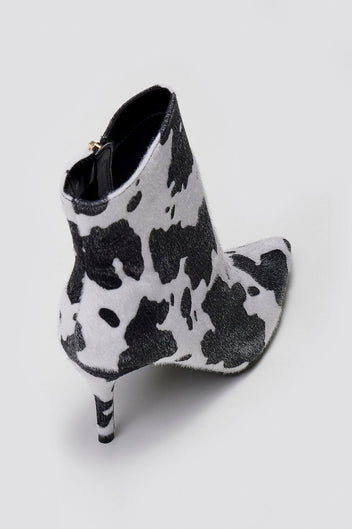 Pointed Ponyskin Ankle Boots Cow Print - Black Cow Pony - thefashionproject.gr - BOTEGGA 22