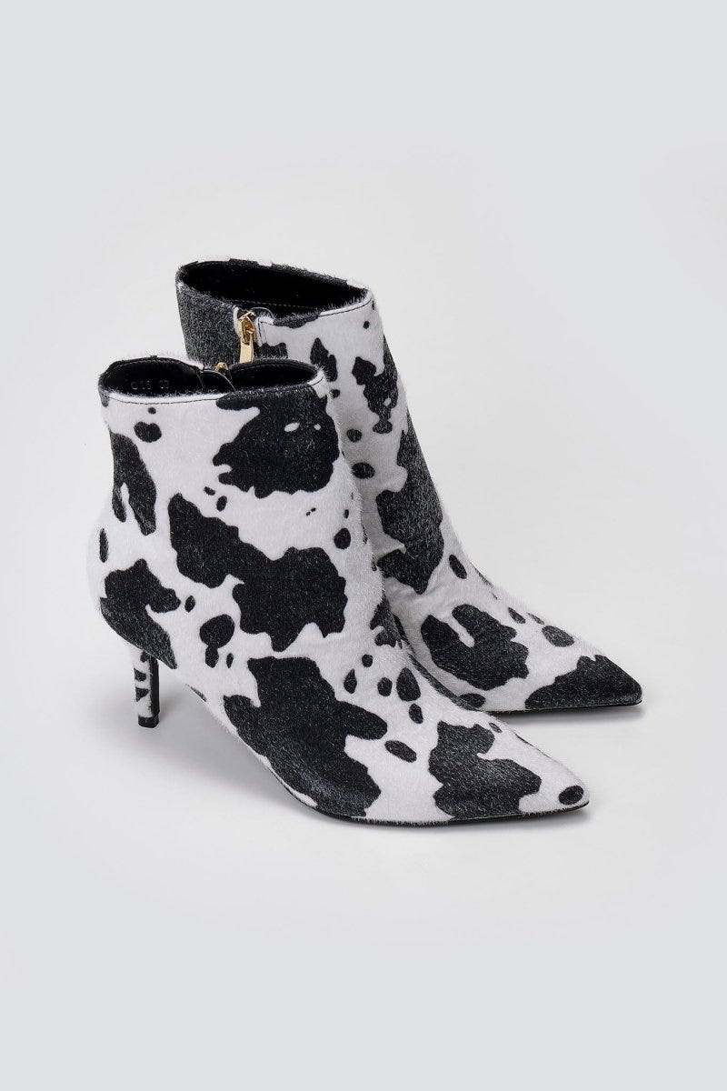 Pointed Ponyskin Ankle Boots Cow Print - Black Cow Pony - thefashionproject.gr - BOTEGGA 22