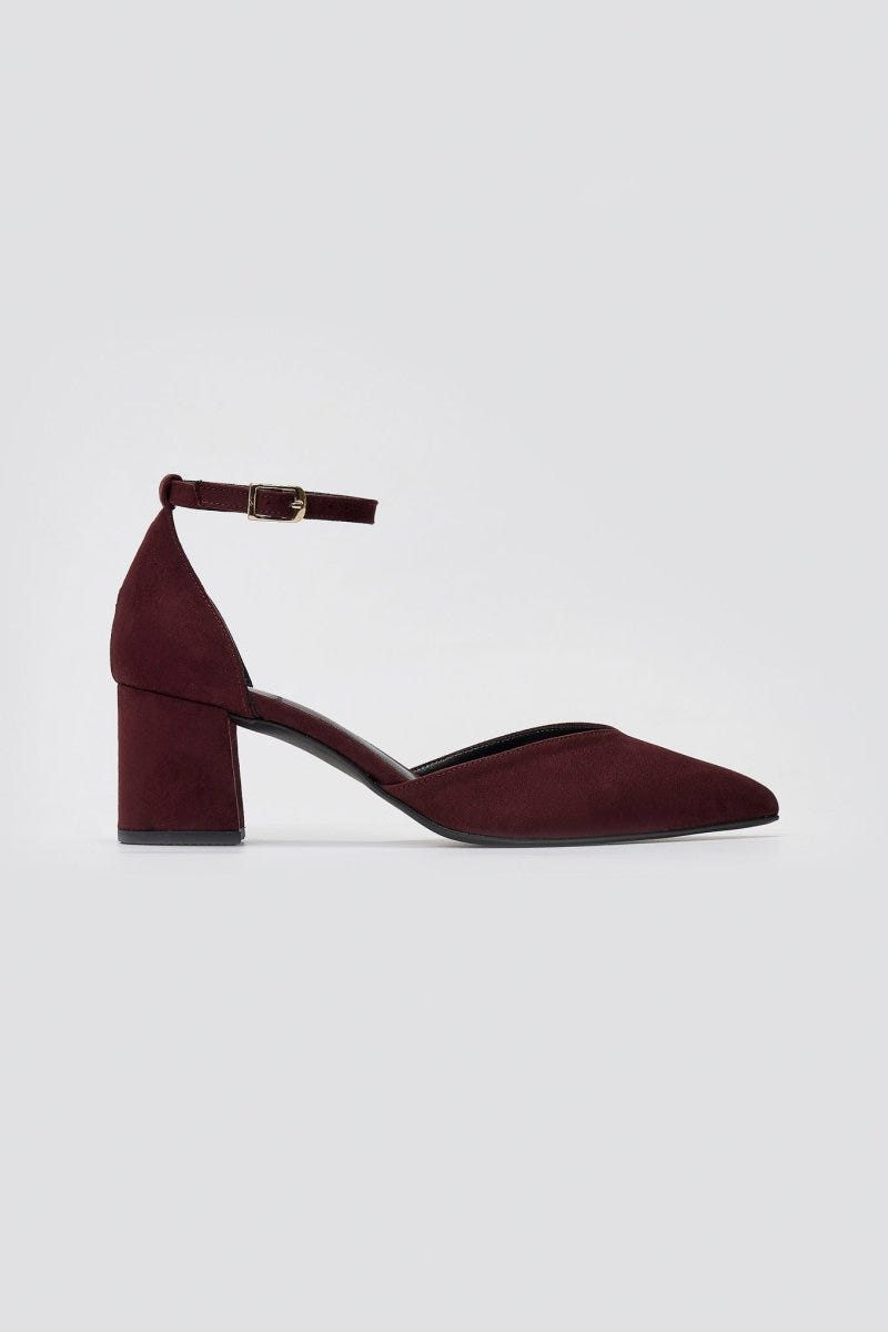 Pointed Pumps TFP Side Cut - Bordeaux Suede - thefashionproject.gr - TFP