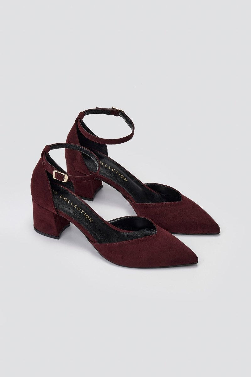 Pointed Pumps TFP Side Cut - Bordeaux Suede - thefashionproject.gr - TFP