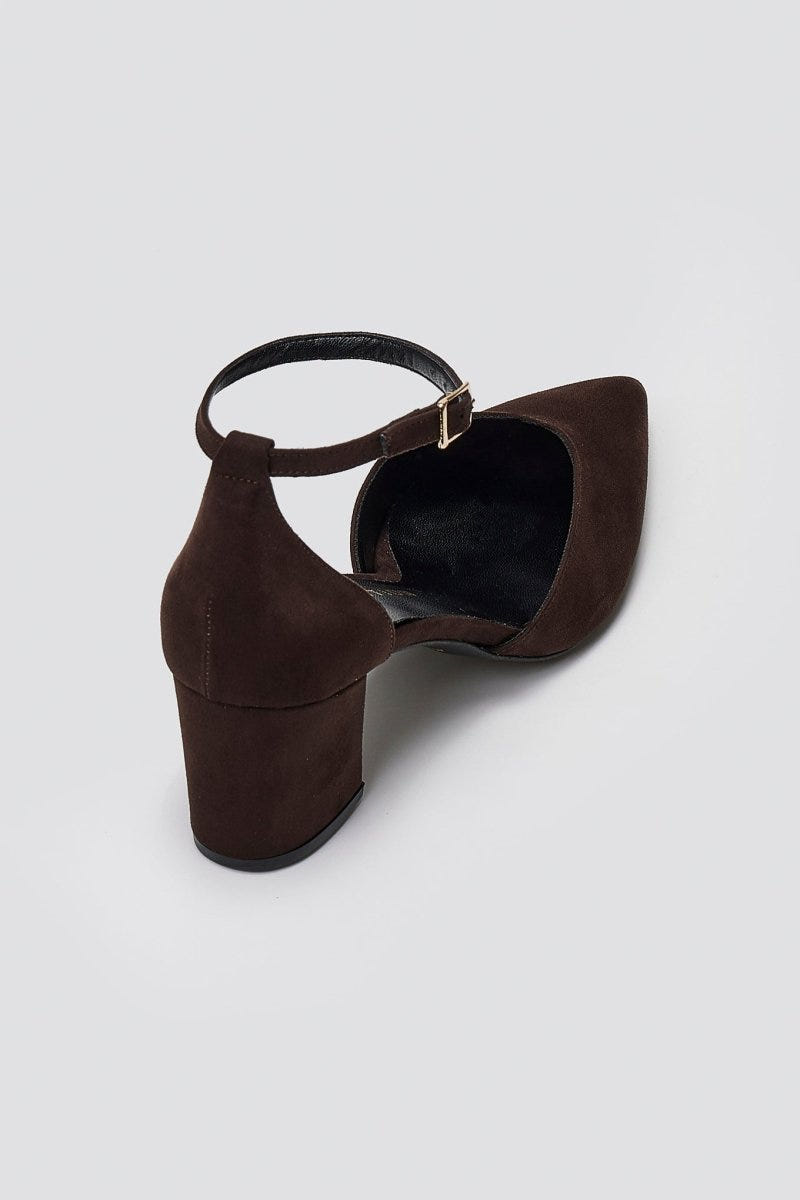 Pointed Pumps TFP Side Cut - Brown Suede - thefashionproject.gr - TFP