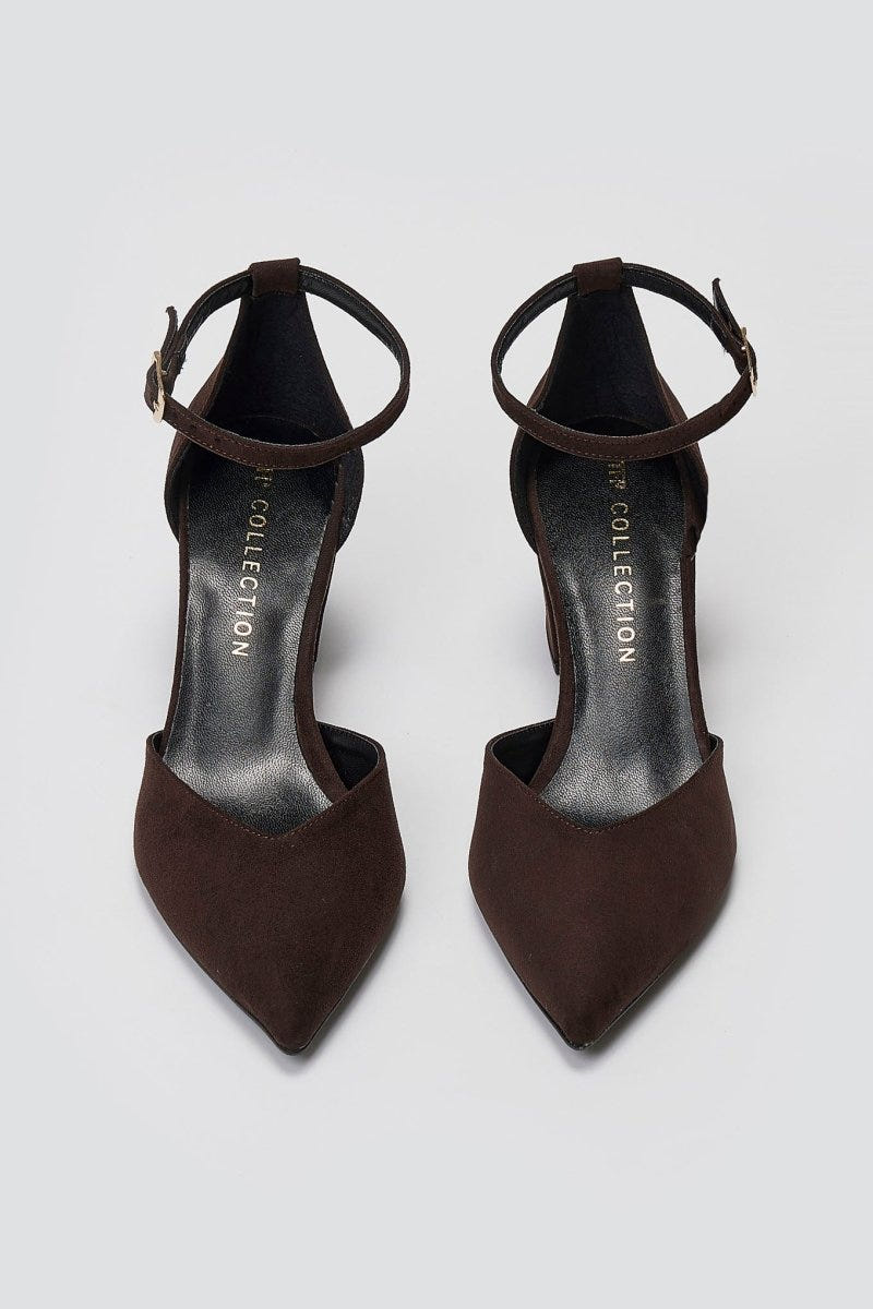 Pointed Pumps TFP Side Cut - Brown Suede - thefashionproject.gr - TFP
