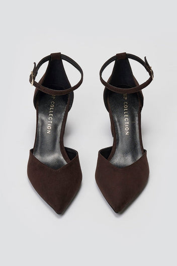 Pointed Pumps TFP Side Cut - Brown Suede - thefashionproject.gr - TFP