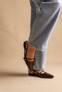 Stephan - Pointed Slingback Ballet Flats Strap - Dark Brown Matte