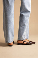 Stephan - Pointed Slingback Ballet Flats Strap - Dark Brown Matte