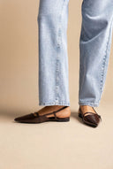 Stephan - Pointed Slingback Ballet Flats Strap - Dark Brown Matte