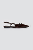 Stephan - Pointed Slingback Ballet Flats Strap - Dark Brown Matte
