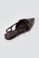 Stephan - Pointed Slingback Ballet Flats Strap - Dark Brown Matte