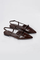 Stephan - Pointed Slingback Ballet Flats Strap - Dark Brown Matte