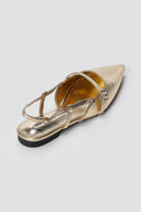 Stephan - Pointed Slingback Ballet Flats Strap - Gold Metallic
